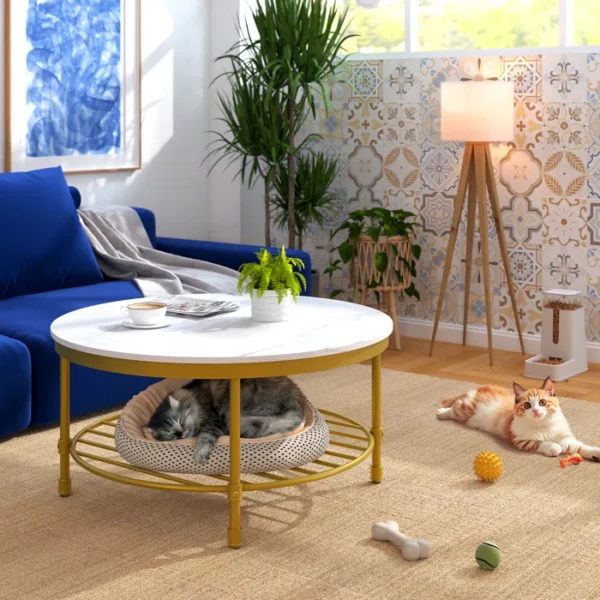 Breyon Nesting 4 Legs Round Coffee Table with Storage - Image 3