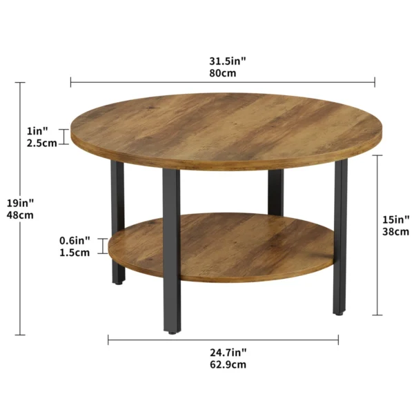 Lucylla Single Round Coffee Table with 2-Tier Storage - Image 2