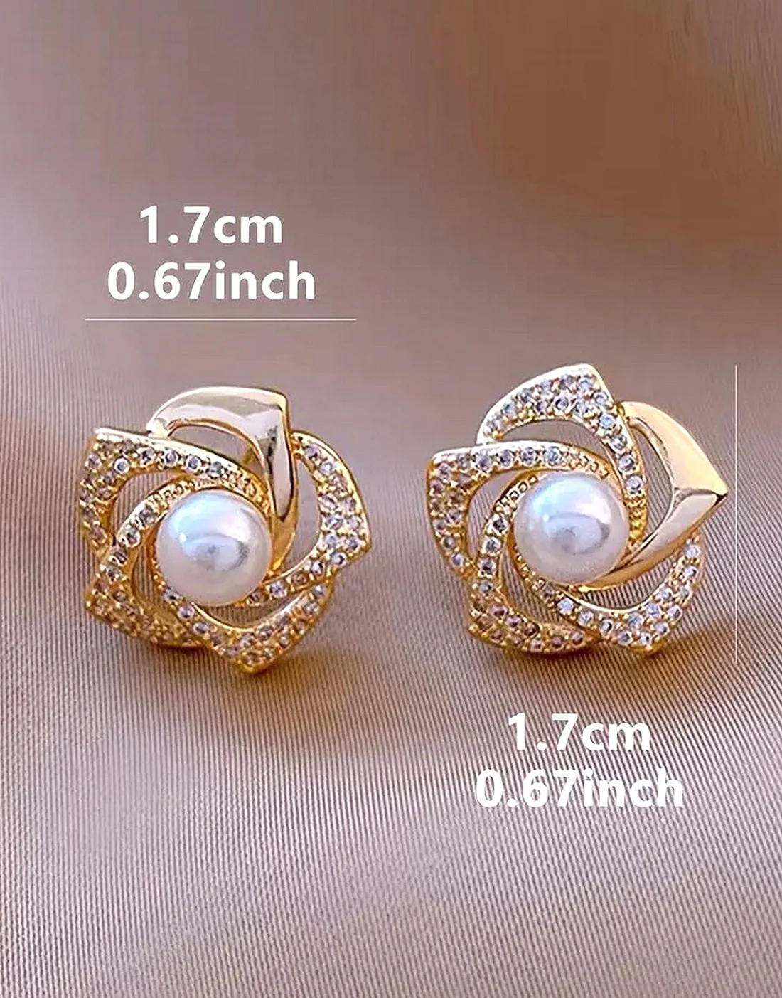 Pearl Floral Design Stud Earrings for Girls - Image 3